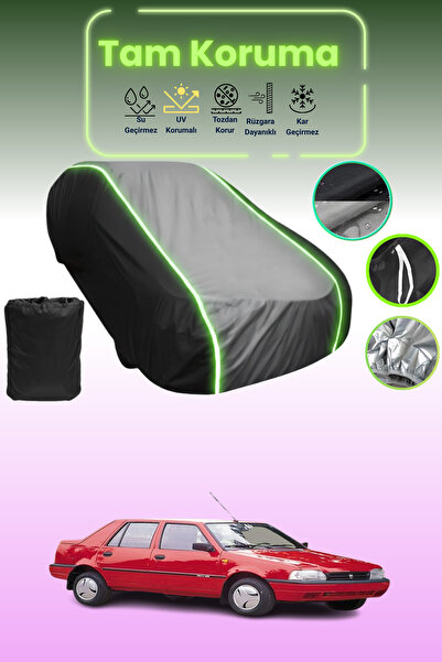 Dokaca Neo غطاء حماية متوافق مع سيارة داسيا نوفا قماش مجدّل باللون الأسود_الرمادي_الأسود النيون