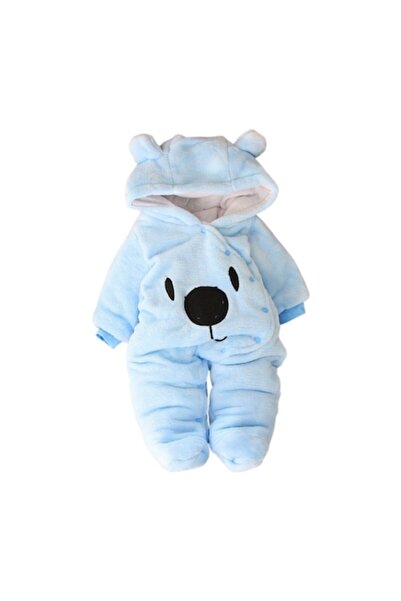 NEO Pătură pufoasă de înfășat pentru bebeluși NEO™ 6-9 luni, iarnă, călduroasă, formă de ursuleț, albastră