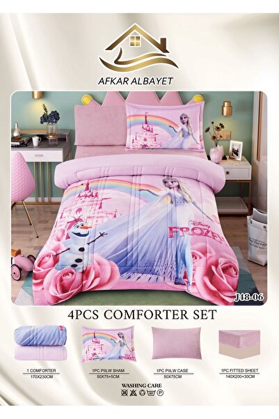 Afkar Albayet Soft velvet children's bedspread, 4 pieces, with cartoon designs