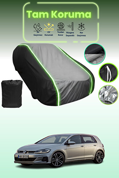 Dokaca Neo غطاء حماية متوافق مع سيارة فولكس فاجن جولف جي تي دي قماش مجدّل ذات 5 أبواب من 2017 إلى 2021 باللون الأسود_الرمادي_الأسود النيون