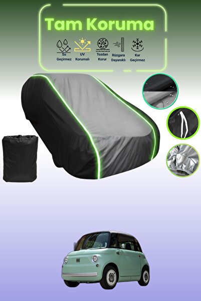 Dokaca Neo غطاء حماية متوافق مع سيارة فيات توبولينو قماش مجدّل باللون الأسود_الرمادي_الأسود النيون