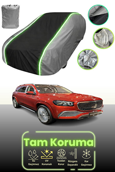 Dokaca Neo غطاء حماية متوافق مع سيارة مرسيدس جي إل إس مايباخ (X167) 2020 - 2021 باللون الرمادي والأسود والرمادي النيون قماش مجدّل