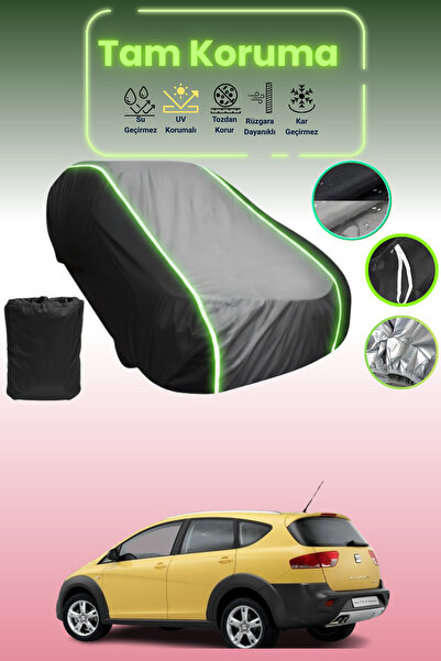 Dokaca Neo غطاء حماية متوافق مع سيارة ألتيا فريتراك ذو قماش مجدّل مقاعد باللون الأسود_الرمادي_الأسود النيون