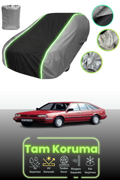 Dokaca Neo غطاء حماية متوافق مع سيارة نيسان بلو بيرد هاتشباك قماش مجدّل باللون الرمادي والأسود والرمادي النيون من 1986 إلى 1990