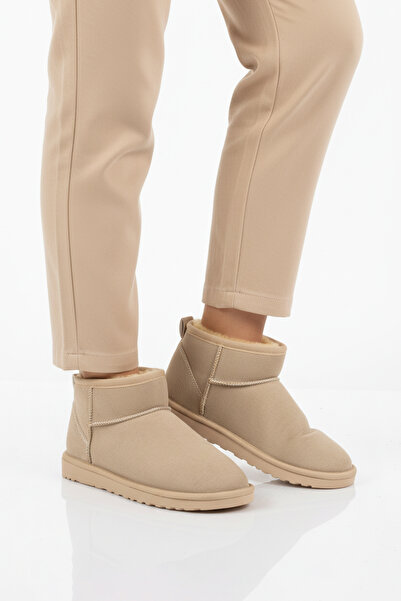 AYAKMOD Beige Fur Lined Cold Resistant Women's Boots U-19 Z