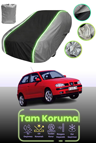 Dokaca Neo غطاء حماية للسيارة باللون الرمادي والأسود والرمادي النيون قماش مجدّل موديل إيبيزا كوبرا 1999 - 2001 متوافق مع السيارات