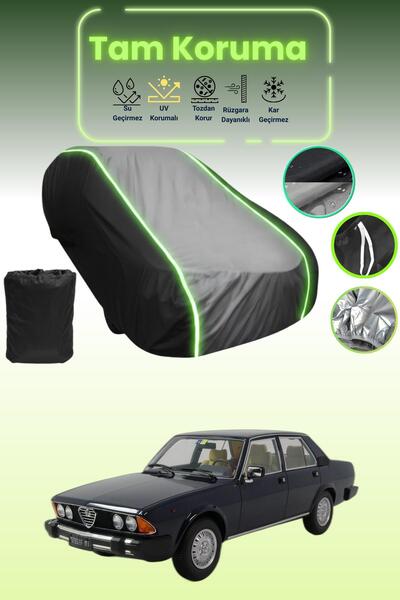 Dokaca Neo غطاء حماية متوافق مع سيارة ألفا روميو قماش مجدّل باللون الأسود_الر...