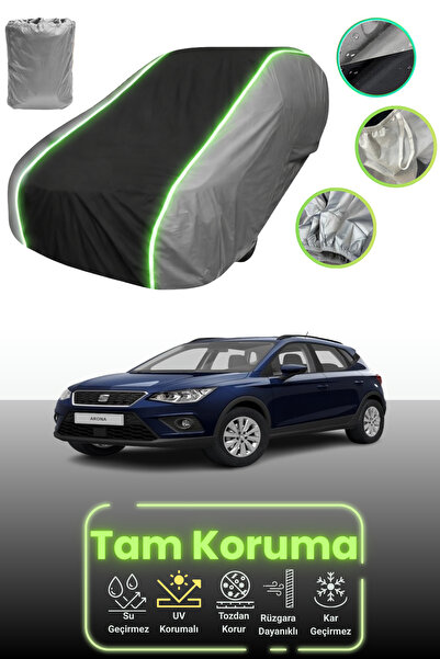 Dokaca Neo غطاء حماية للسيارة باللون الرمادي والأسود والرمادي النيون قماش مجدّل مقاعد أرونا 2017 - 2021 متوافق مع السيارة