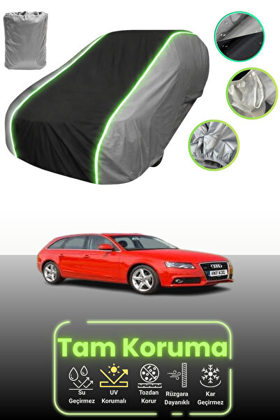 Dokaca Neo غطاء حماية للسيارة باللون الرمادي والأسود والرمادي النيون قماش مجدّل متوافق مع سيارة أودي A4 أفانت 2008 - 2012