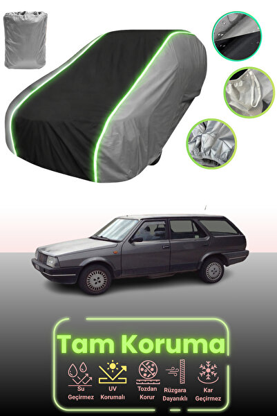 Dokaca Neo غطاء حماية للسيارة باللون الرمادي والأسود والرمادي النيون قماش مجدّل متوافق مع سيارة فيات ريجاتا ويكند