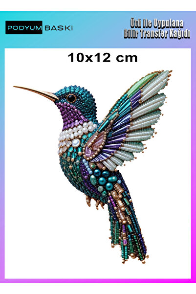 podyum baskı TAŞ EFEKTLİ KUŞ Ütü Ile Yapışan Tekstil Dtf Baskı tişört VE DEKO...