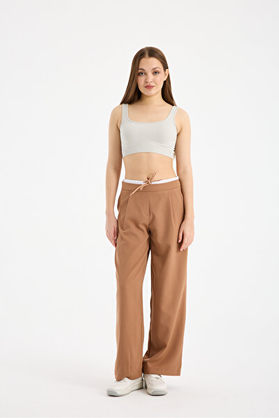 winmoda Double Waistband W Wide Leg Pants - Women's Baggy Fabric Pants