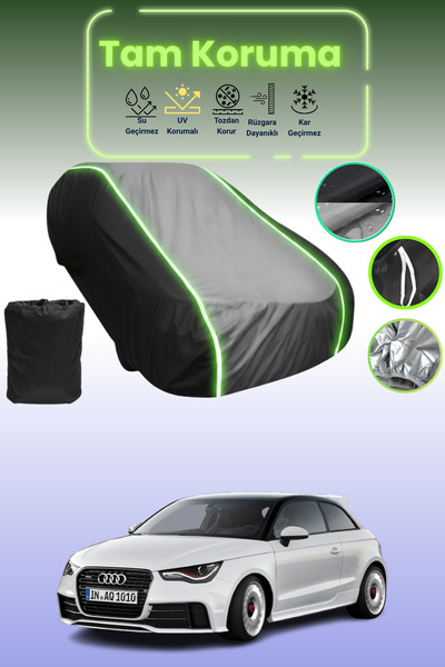 Dokaca Neo غطاء حماية متوافق مع سيارة أودي A1 كواترو 2012 - 2013 باللون الأسود_الرمادي_الأسود النيون قماش مجدّل