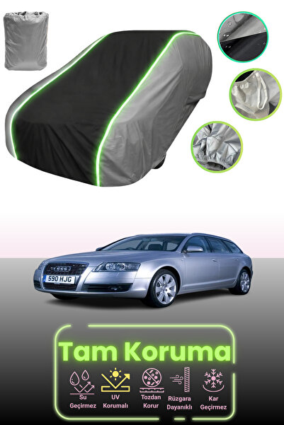 Dokaca Neo غطاء حماية للسيارة باللون الرمادي والأسود والرمادي النيون قماش مجدّل متوافق مع سيارة أودي A6 أفانت 2005 - 2008