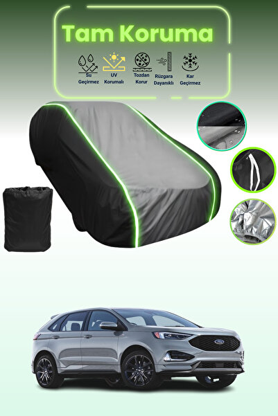 Dokaca Neo غطاء حماية متوافق مع سيارة فورد إيدج إس تي قماش مجدّل من 2018 إلى 2021 باللون الأسود_الرمادي_الأسود النيون