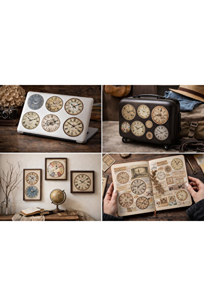 Limitless Design Vintage Clock Sticker Set – Retro & Antique Clock Face Designs Decorative Decal