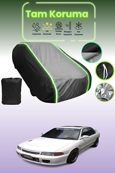 Dokaca Neo غطاء حماية متوافق مع سيارة ميتسوبيشي لانسر إيفولوشن II 1994 - 1995 باللون الأسود_الرمادي_الأسود النيون قماش مجدّل