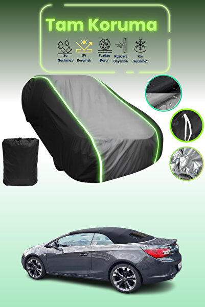 Dokaca Neo غطاء حماية متوافق مع سيارة أوبل كاسكادا 2013 - 2021 باللون الأسود_الرمادي_الأسود النيون قماش مجدّل