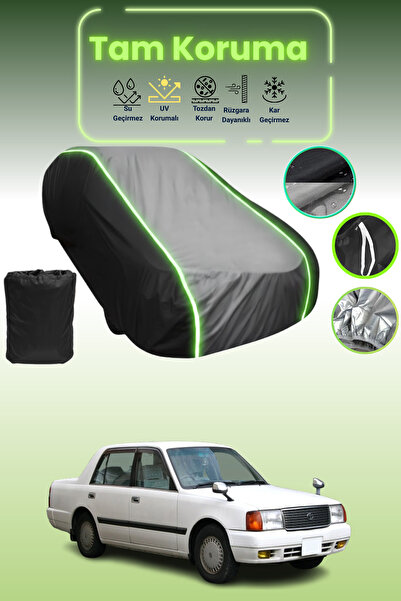 Dokaca Neo غطاء حماية متوافق مع سيارة تويوتا كراون كومفورت قماش مجدّل باللون الأسود_الرمادي_الأسود النيون