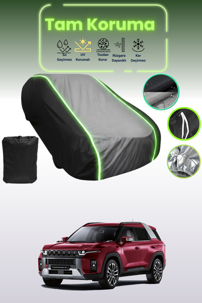 Dokaca Neo غطاء حماية متوافق مع سيارة Black_Grey_Black Neon قماش مجدّل Ssangyong Torres