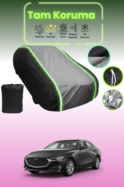 Dokaca Neo غطاء حماية متوافق مع سيارة مازدا قماش مجدّل 2 سيدان باللون الأسود_...