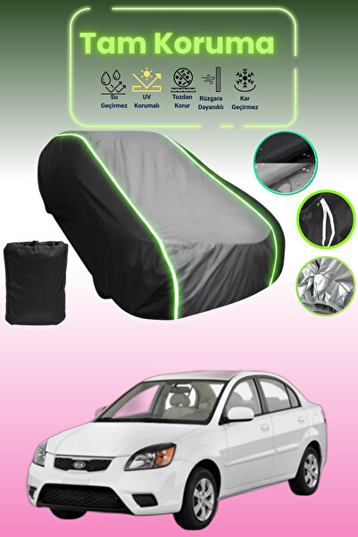 Dokaca Neo غطاء حماية متوافق مع سيارة كيا ريو سيدان قماش مجدّل باللون الأسود_الرمادي_الأسود النيون