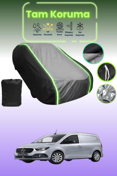 Dokaca Neo غطاء حماية متوافق مع سيارة مرسيدس-بنز سيتان قماش مجدّل ذات اللون الأسود_الرمادي_الأسود النيون، غطاء سيارة من قماش التظليل