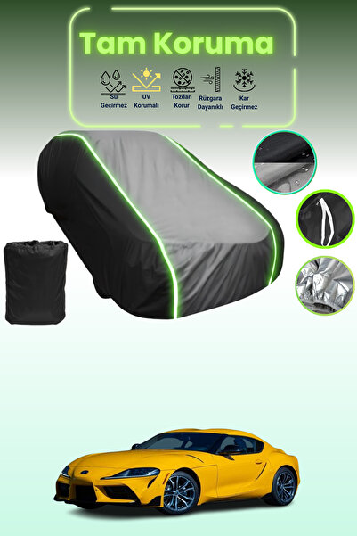 Dokaca Neo غطاء حماية متوافق مع سيارة تويوتا سوبرا 2019 - 2021 باللون الأسود_الرمادي_الأسود النيون قماش مجدّل