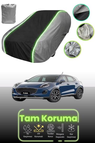 Dokaca Neo غطاء حماية للسيارة باللون الرمادي والأسود والرمادي النيون قماش مجدّل متوافق مع سيارة فورد بوما