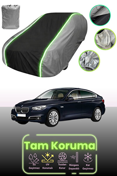 Dokaca Neo غطاء حماية للسيارة باللون الرمادي والأسود والرمادي النيون قماش مجدّل متوافق مع سيارة بي إم دبليو 5 سيريز جران توريزمو