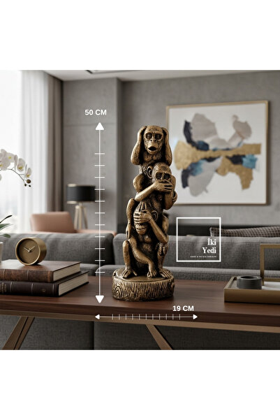 İki Yedi Konsept Andy Görmedim Duymadım Bilmiyorum Üç Maymun Heykeli 50 cm Se...