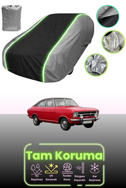 Dokaca Neo غطاء حماية للسيارة باللون الرمادي والأسود والرمادي النيون قماش مجدّل متوافق مع سيارة أوبل كاديت بي كوبيه