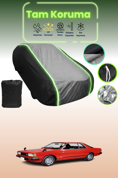 Dokaca Neo غطاء حماية متوافق مع سيارة نيسان بلو بيرد كوبيه قماش مجدّل باللون الأسود_الرمادي_الأسود النيون، غطاء سيارة من القماش المشمع