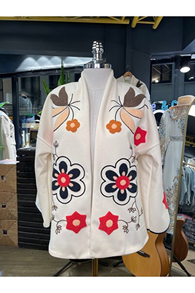 By-esq Women's Embroidered Cotton Long Sleeve Cashmere Jacket