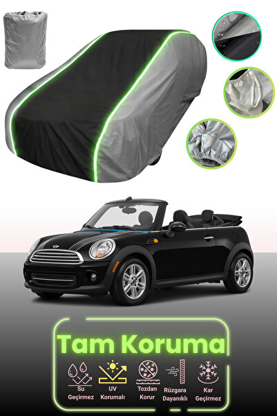 Dokaca Neo غطاء حماية للسيارة باللون الرمادي والأسود والرمادي النيون قماش مجدّل ميني كوبر كابريوليه 2015 - 2018 متوافق مع السيارة
