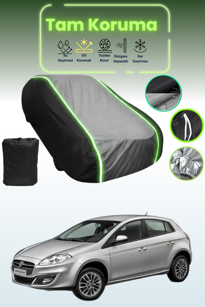 Dokaca Neo غطاء حماية متوافق مع سيارة فيات برافو قماش مجدّل باللون الأسود_الر...
