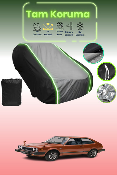 Dokaca Neo غطاء حماية متوافق مع سيارة هوندا أكورد قماش مجدّل ذات 3 أبواب من 1976 إلى 1981 باللون الأسود_الرمادي_الأسود النيون