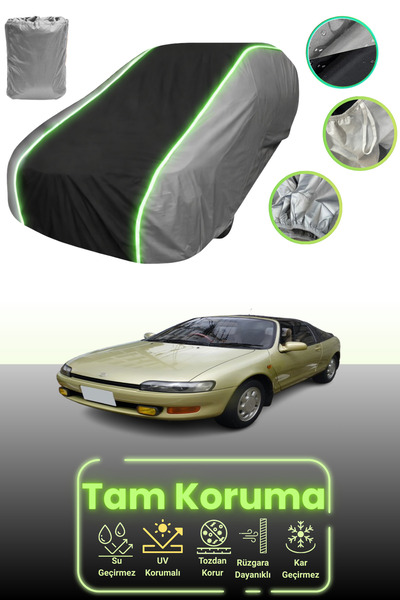 Dokaca Neo Grey.Black.Grey Neon Corded Fabric Toyota Sera Compatible Car Tarpaulin Protection Cover