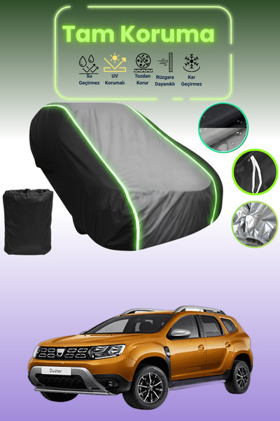 Dokaca Neo غطاء حماية متوافق مع سيارة رينو داستر قماش مجدّل باللون الأسود_الرمادي_الأسود النيون