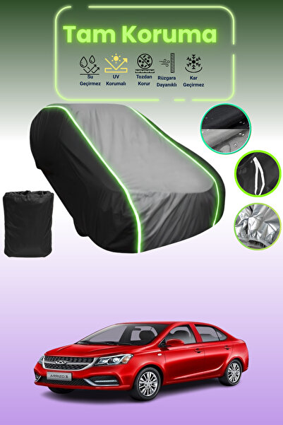 Dokaca Neo غطاء حماية متوافق مع سيارة شيري أريزو قماش مجدّل باللون الأسود_الرمادي_الأسود النيون