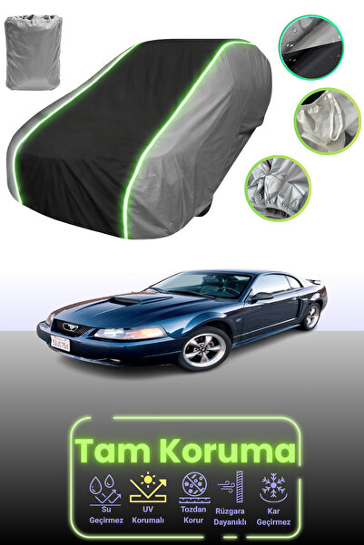 Dokaca Neo غطاء حماية للسيارة باللون الرمادي والأسود والرمادي النيون قماش مجدّل متوافق مع سيارة فورد موستانج 4