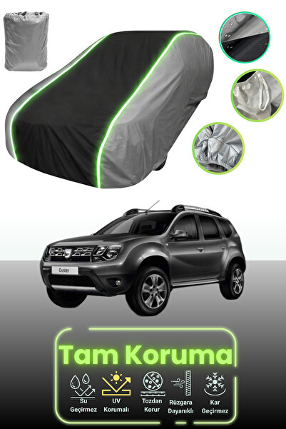 Dokaca Neo غطاء حماية للسيارة باللون الرمادي والأسود والرمادي النيون قماش مجدّل متوافق مع داسيا داستر 2