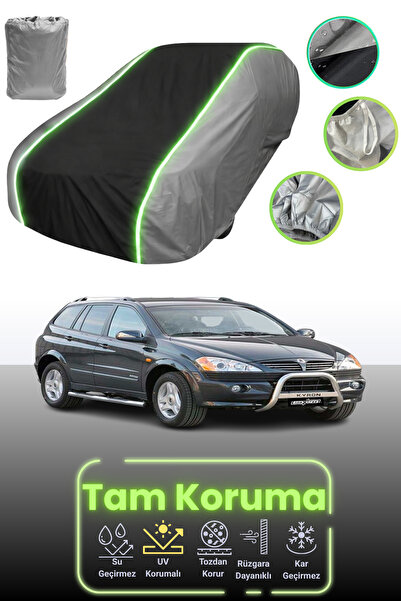 Dokaca Neo غطاء حماية للسيارة باللون الرمادي والأسود والرمادي النيون قماش مجدّل متوافق مع سيارة سانج يونج كايرون 2004 - 2021