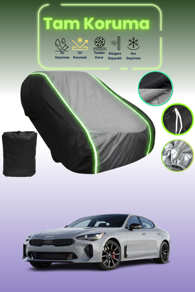 Dokaca Neo غطاء حماية متوافق مع سيارة كيا ستينجر قماش مجدّل باللون الأسود_الرمادي_الأسود النيون