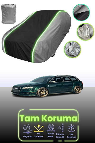 Dokaca Neo غطاء حماية للسيارة باللون الرمادي والأسود والرمادي النيون قماش مجدّل متوافق مع سيارة أودي S4 أفانت 2008 - 2012