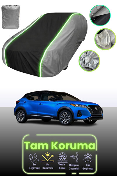 Dokaca Neo غطاء حماية للسيارة باللون الرمادي والأسود والرمادي النيون قماش مجدّل متوافق مع نيسان كيكس 2016 - 2021