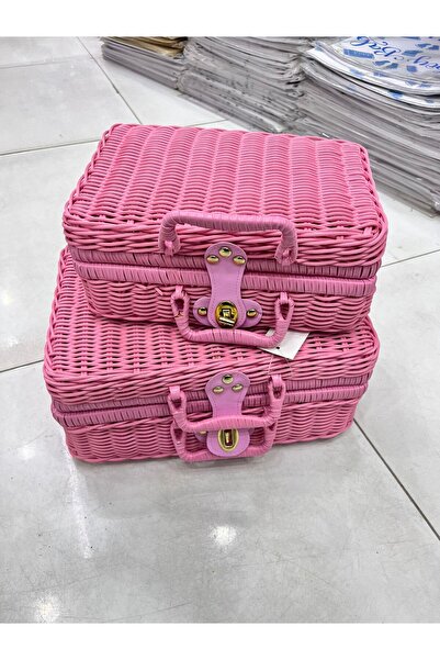South house Two-piece woven bag set in pink balloon