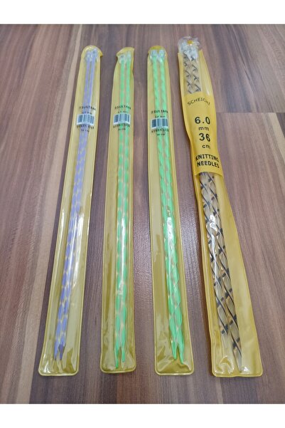 Sultan 35 Cm Burgulu Stres Kazak Şiş Seti Orta Kalın Numaralar(4/4.5/5/6) 4 Adet