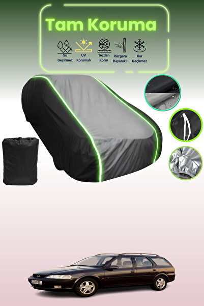 Dokaca Neo غطاء حماية متوافق مع سيارة أوبيل فيكترا كارافان 1996 - 1999 باللون الأسود_الرمادي_الأسود النيون قماش مجدّل