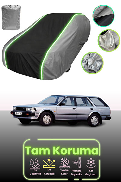 Dokaca Neo غطاء حماية للسيارة باللون الرمادي والأسود والرمادي النيون قماش مجدّل متوافق مع سيارة نيسان بلو بيرد ستيشن واجن